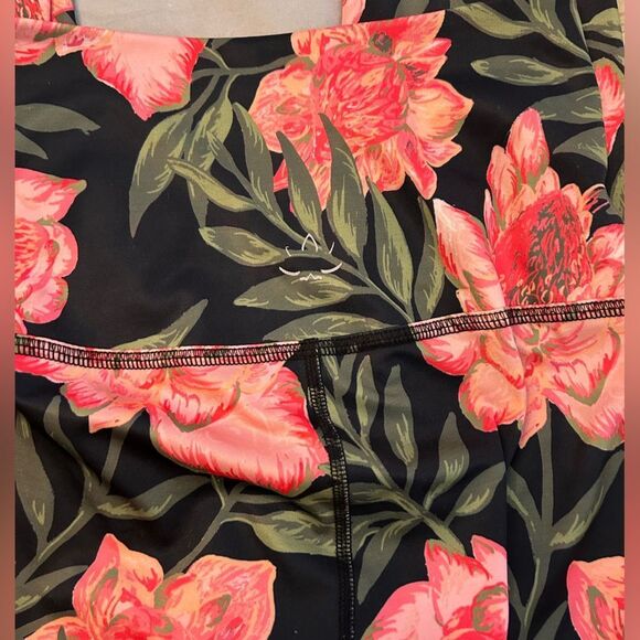BEYOND YOGA Lux Floral High-Rise Full-Length Leggings Black Pink Women's Small - Picture 5 of 8